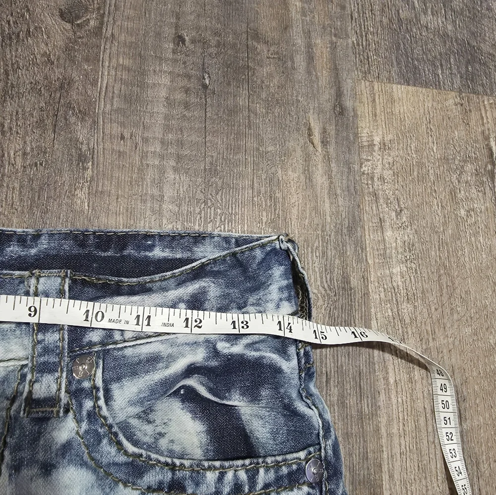 True Religion Men's 28x32 Straight Leg Acid Wash Jeans